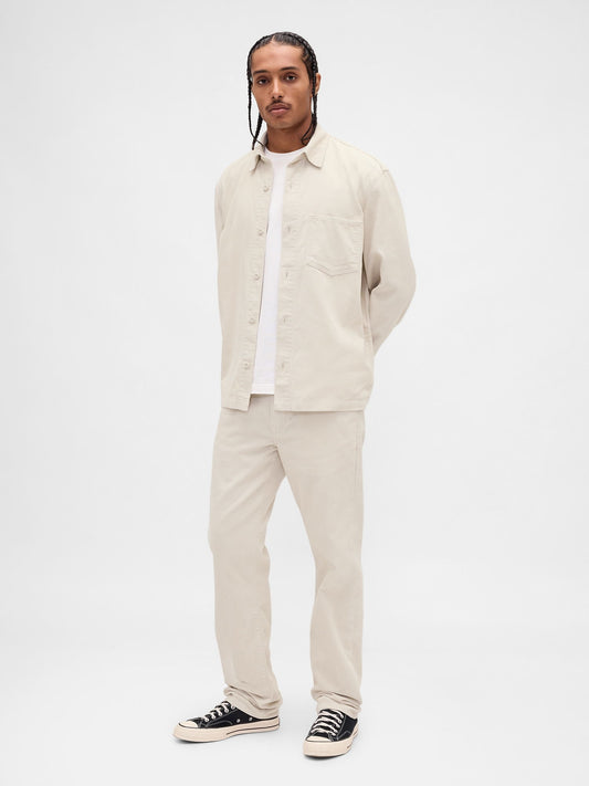 Kırık Beyaz Kordon Kumaş Relaxed Straight Pantolon