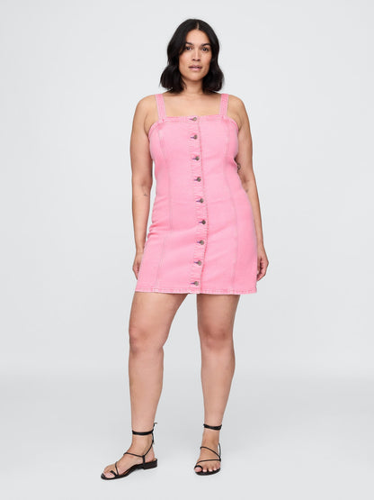 Pembe Denim Mini Elbise