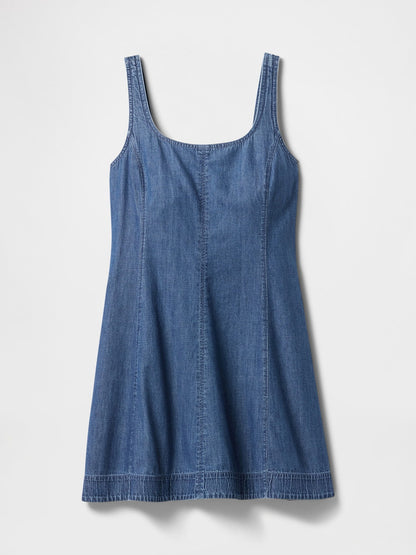 Lacivert Denim Mini Elbise