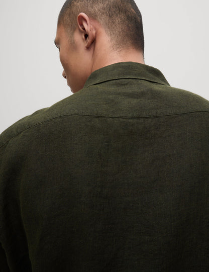 Regular Fit Saf Keten Gömlek
