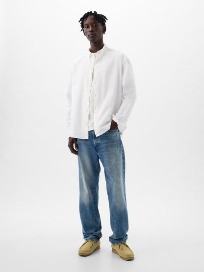 Beyaz Gap Logo Oversize Oxford Gömlek
