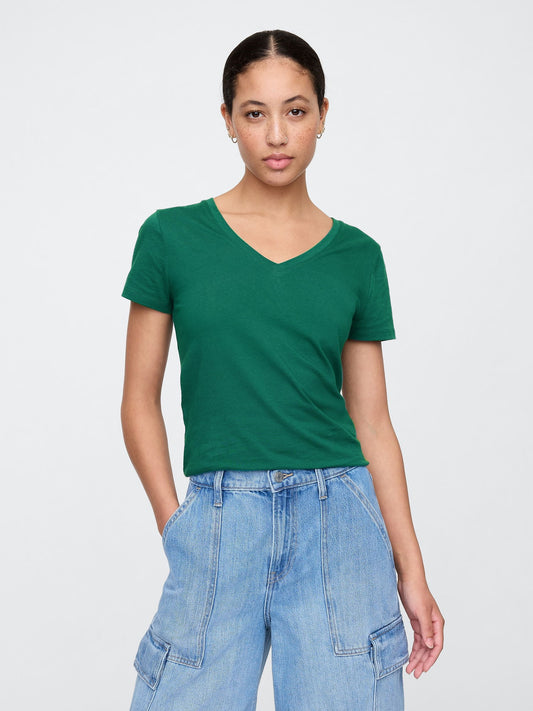 Yeşil Favorite V Yaka T-Shirt