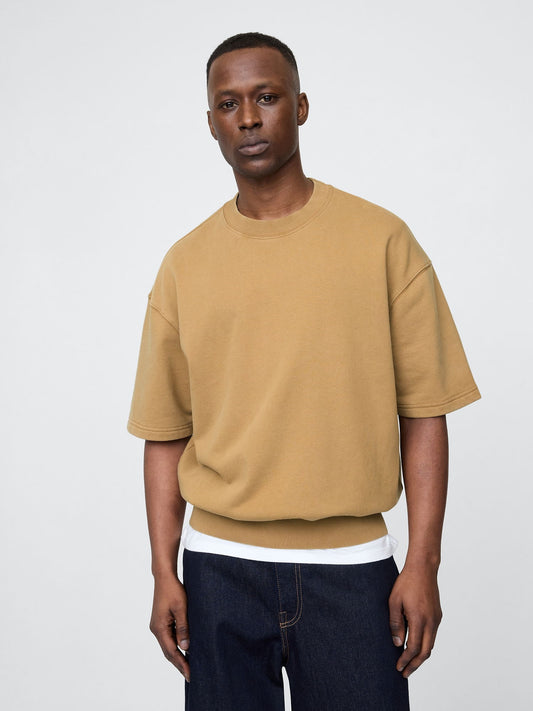 Açık Kahverengi Heavyweight Bisiklet Yaka Sweatshirt