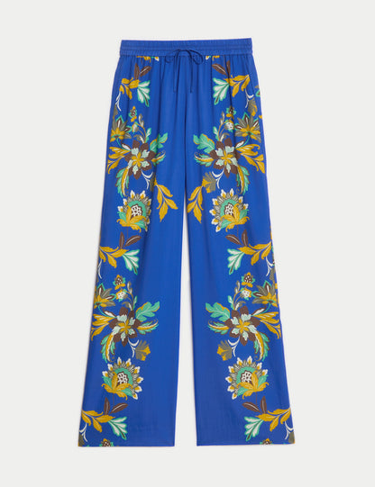 Jaeger Saf Lyocell™ Çiçek Desenli Wide Leg Pantolon