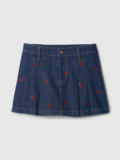 Lacivert Gap × Disney Minnie Mouse Işlemeli Mini Denim Etek