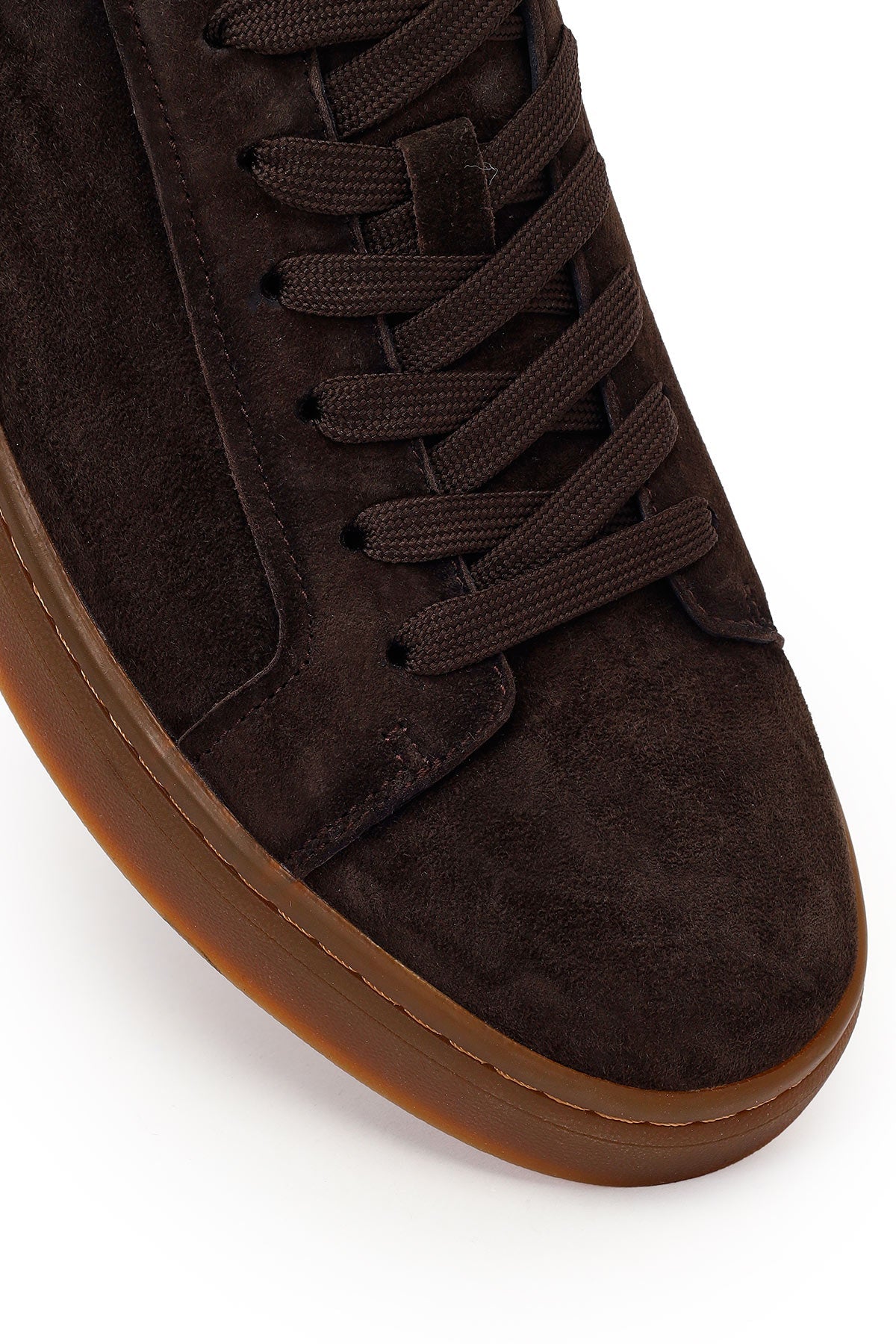 Erkek Kahverengi Bağcıklı Süet Deri Sneaker