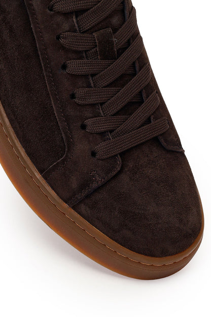 Erkek Kahverengi Bağcıklı Süet Deri Sneaker