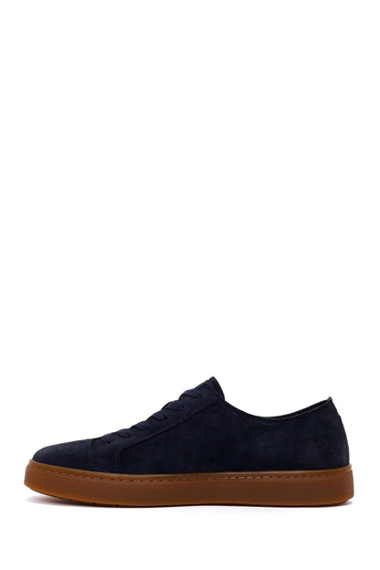 Erkek Lacivert Bağcıklı Süet Deri Sneaker