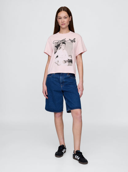 Pembe Dolly Parton Relaxed Grafik T-shirt