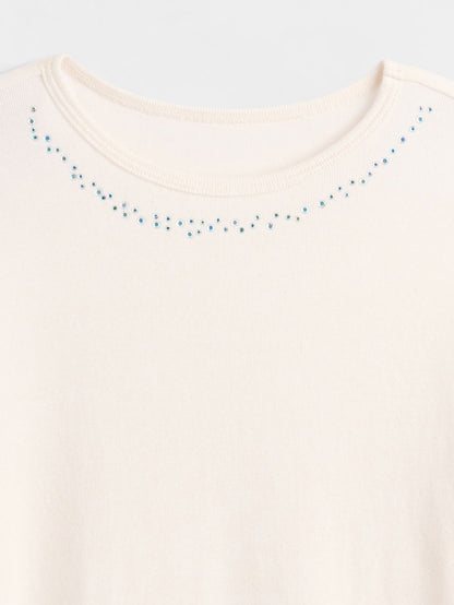 Krem Süslü T-shirt