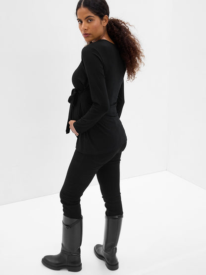 Mavi Maternity Bağlamalı Bluz