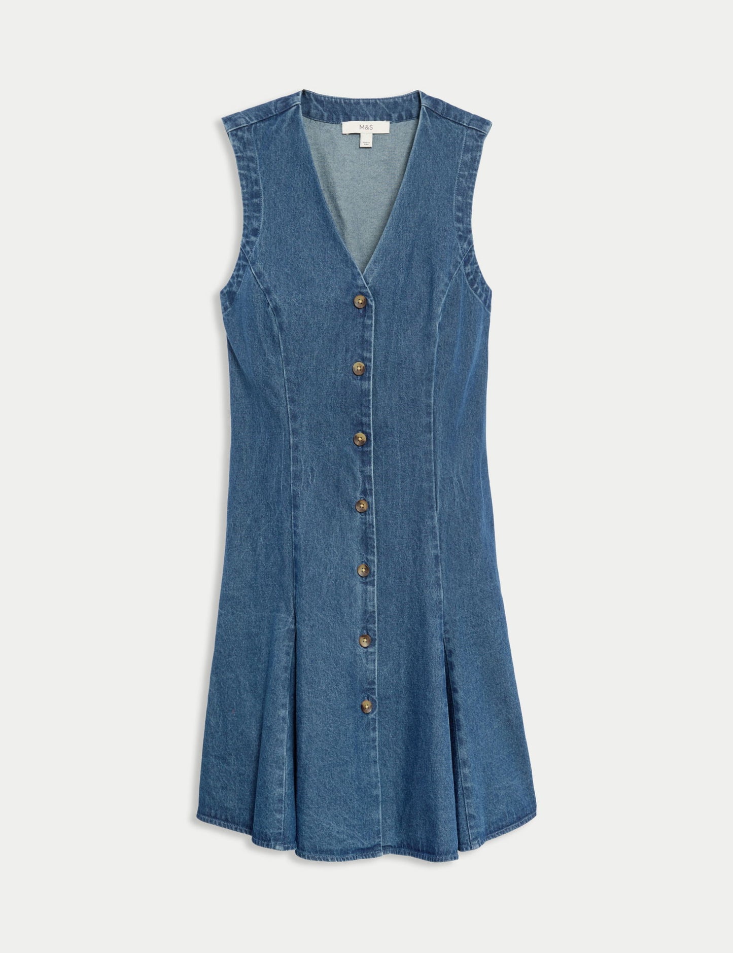 Saf Pamuklu Denim Mini Shift Elbise