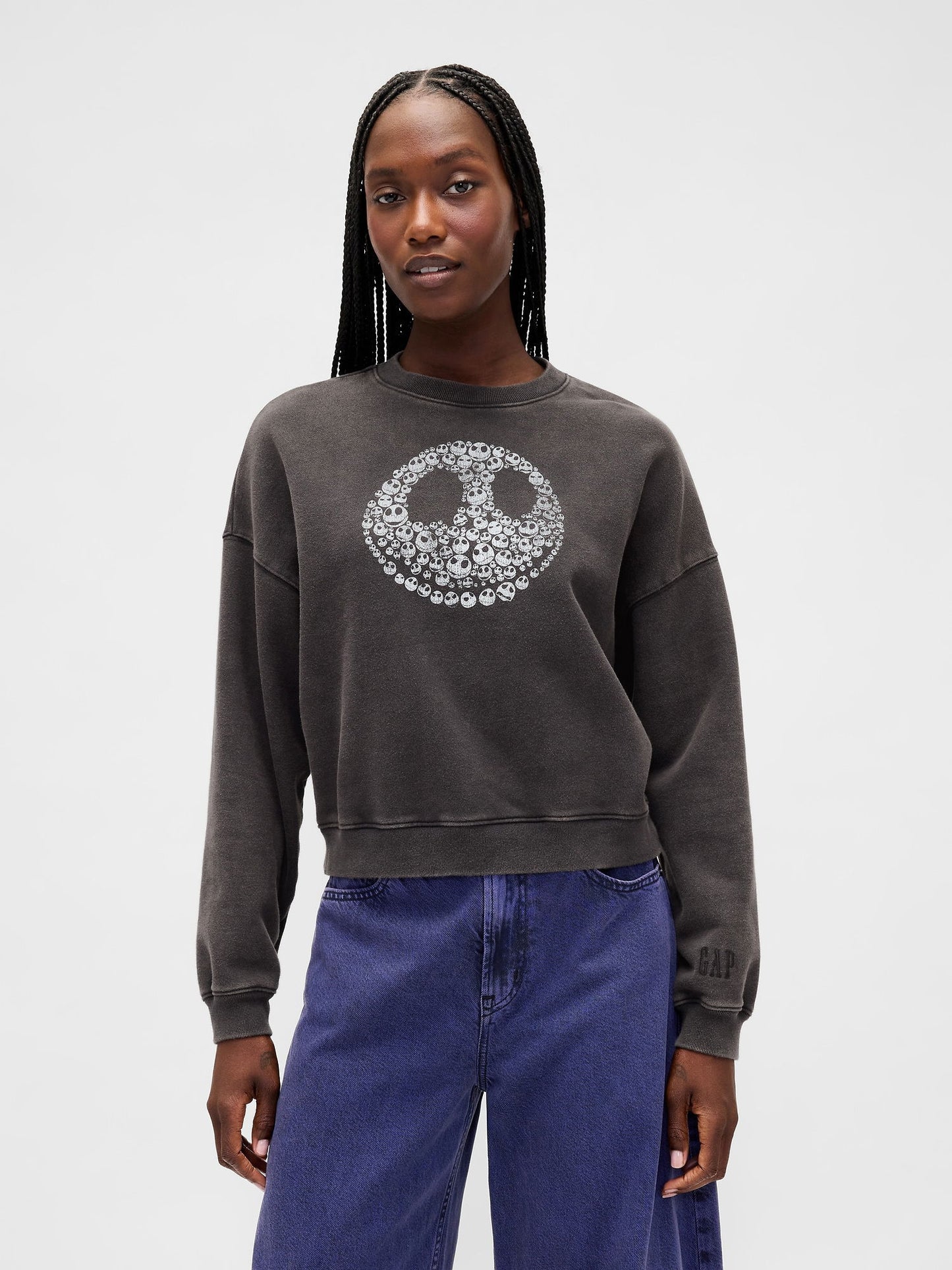 Siyah Gap × Disney Tim Burton’un Ölümcül Kabus Öncesi Sweatshirt Skull