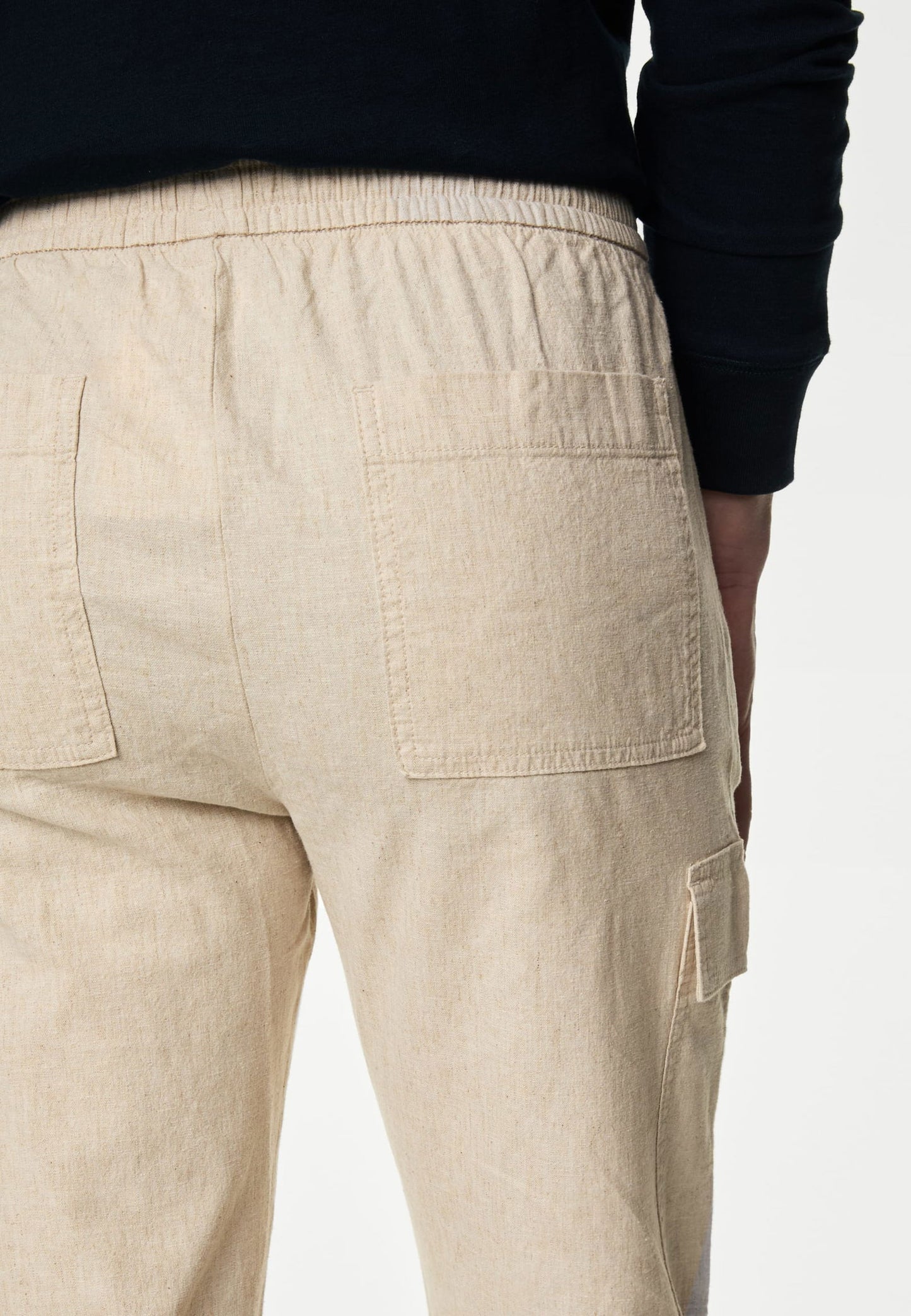 Straight Fit Keten Kargo Pantolon