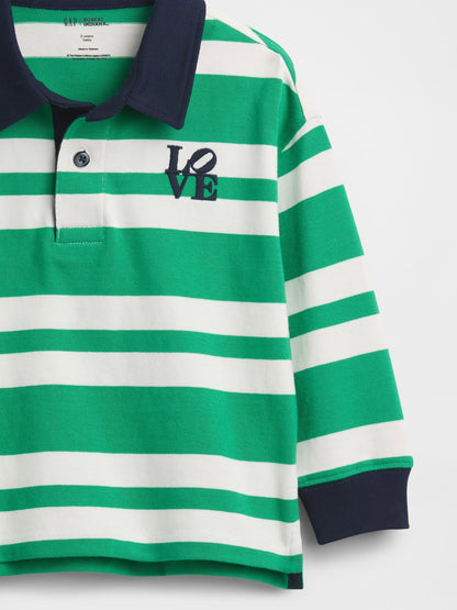 Yeşil Robert Indiana Love Rugby Polo T-shirt