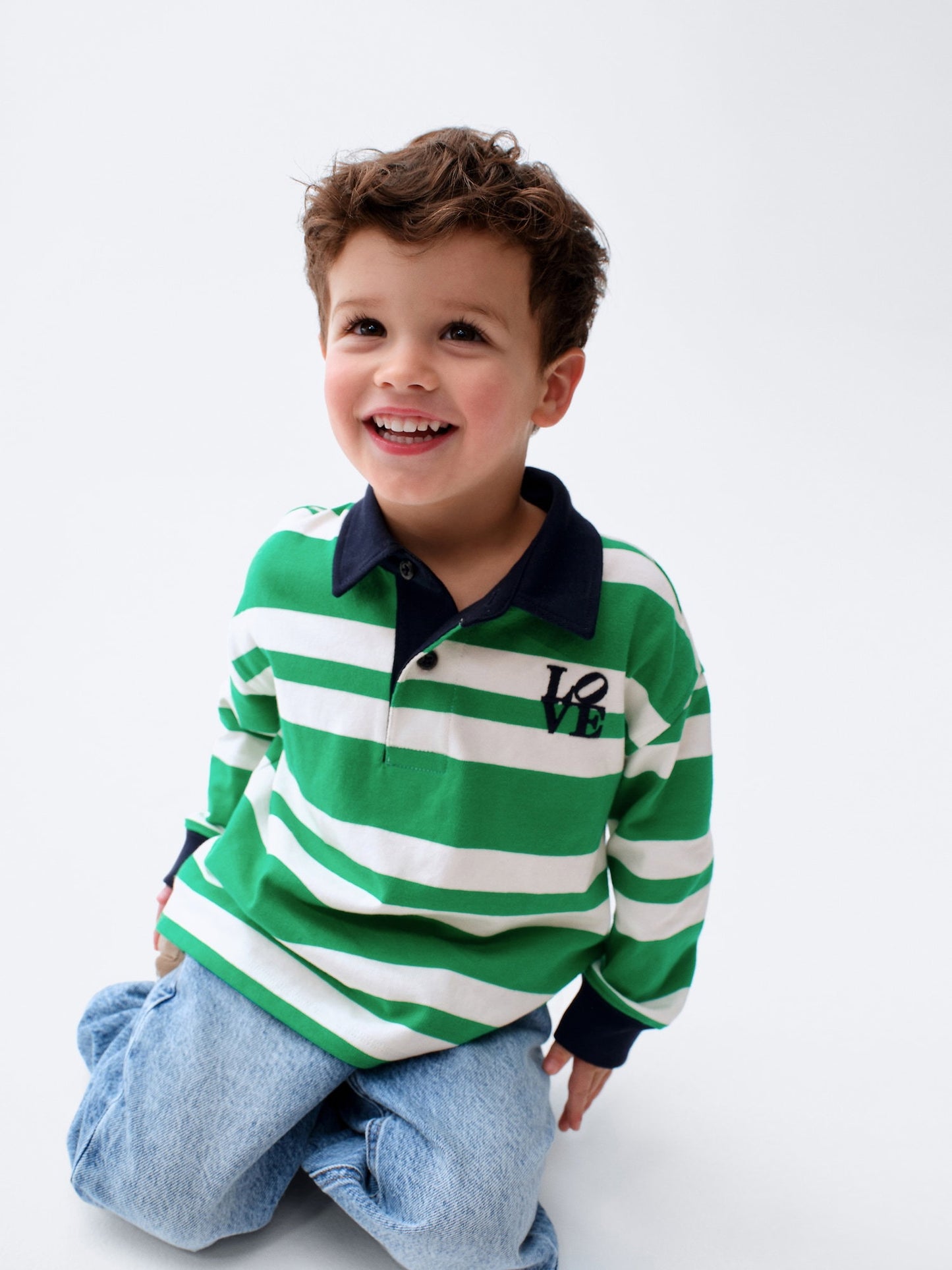 Yeşil Robert Indiana Love Rugby Polo T-shirt