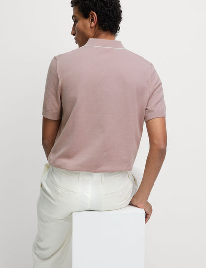 Pamuk Karışımlı Yarım Fermuarlı Örgü Polo Yaka Tshirt