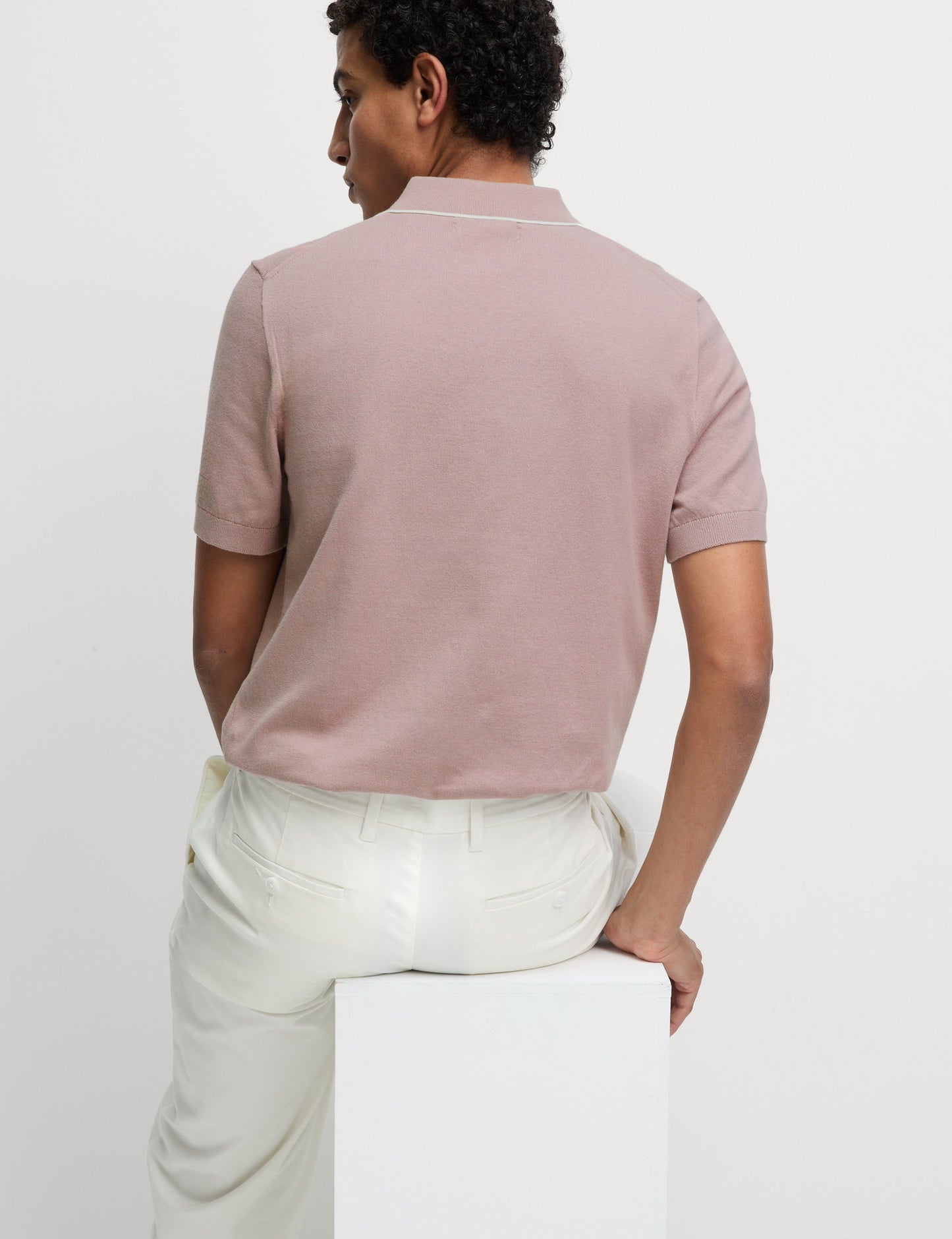 Pamuk Karışımlı Yarım Fermuarlı Örgü Polo Yaka Tshirt