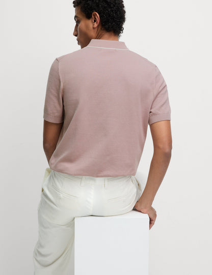 Pamuk Karışımlı Yarım Fermuarlı Örgü Polo Yaka Tshirt