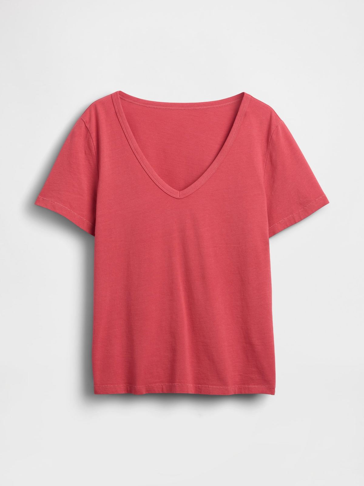 Kırmızı Organik Pamuk Vintagesoft V-yaka T-shirt