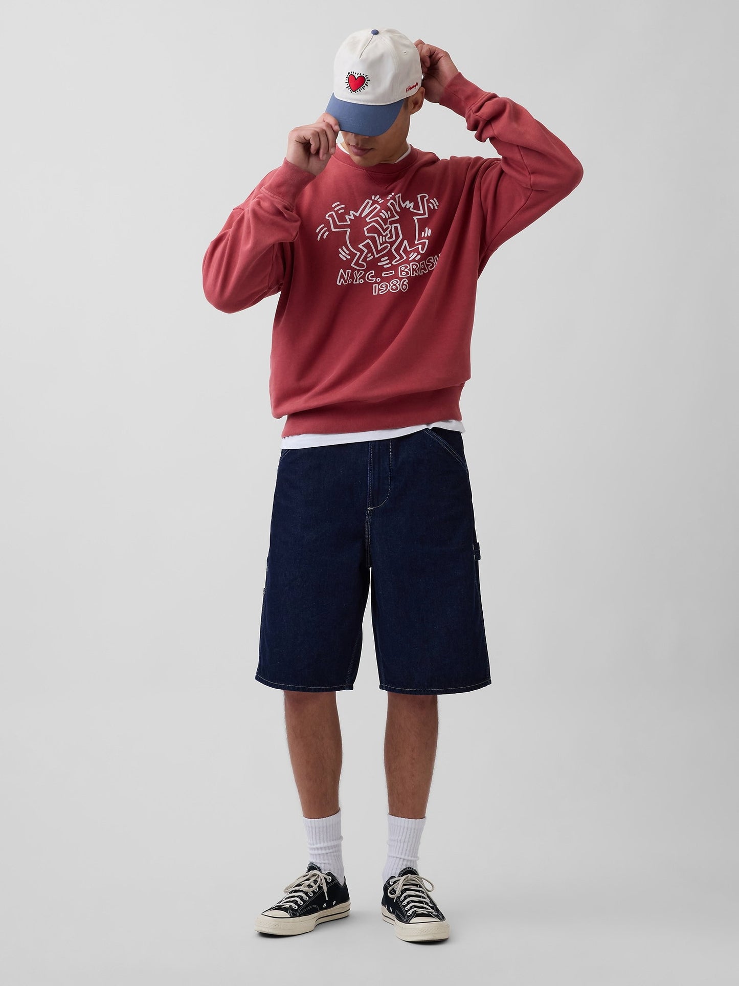 Koyu Kırmızı Keith Haring Heavyweight Logo Sweatshirt