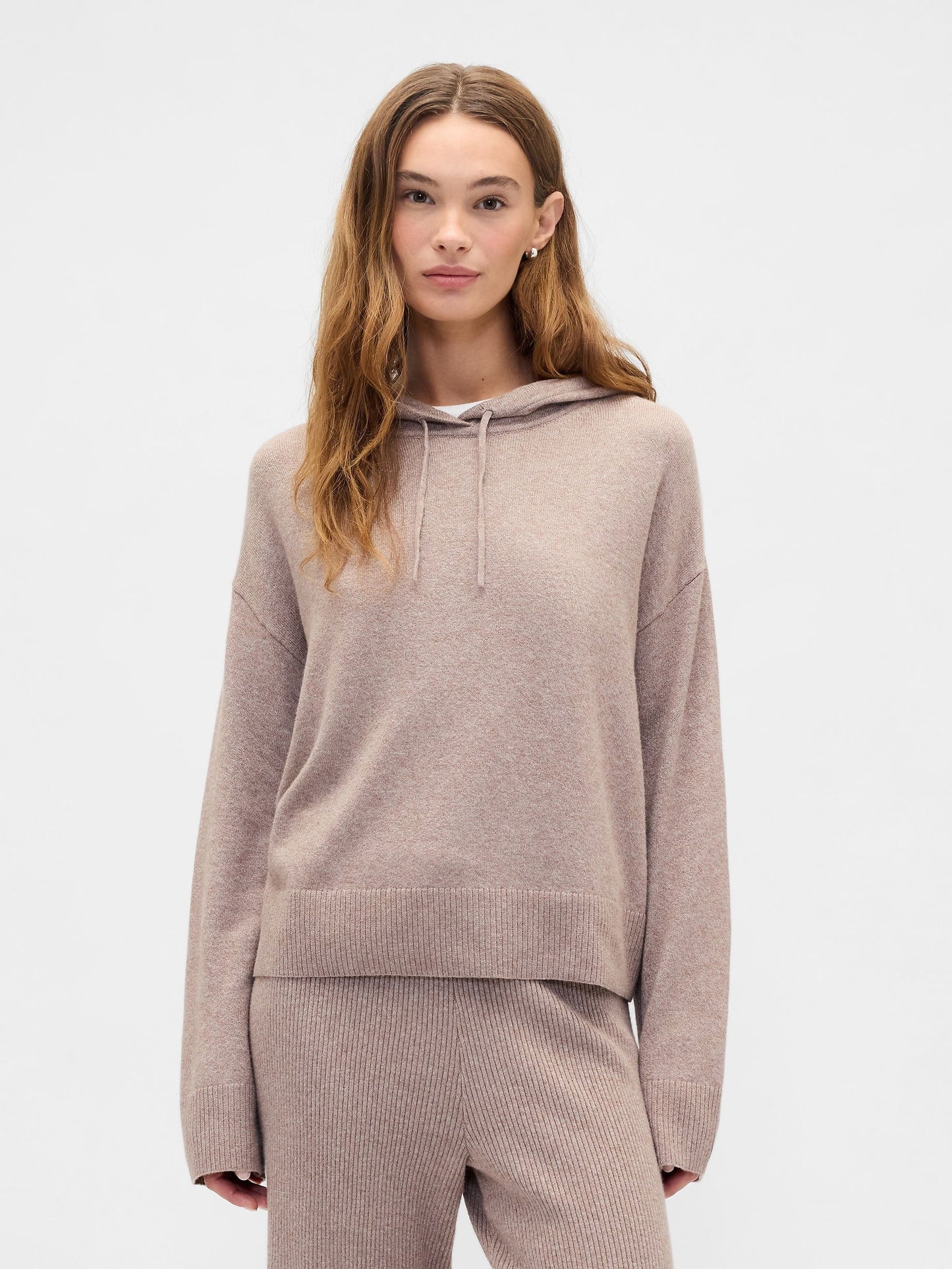 Açık Pembe Relaxed Cashsoft Kapüşonlu Sweatshirt
