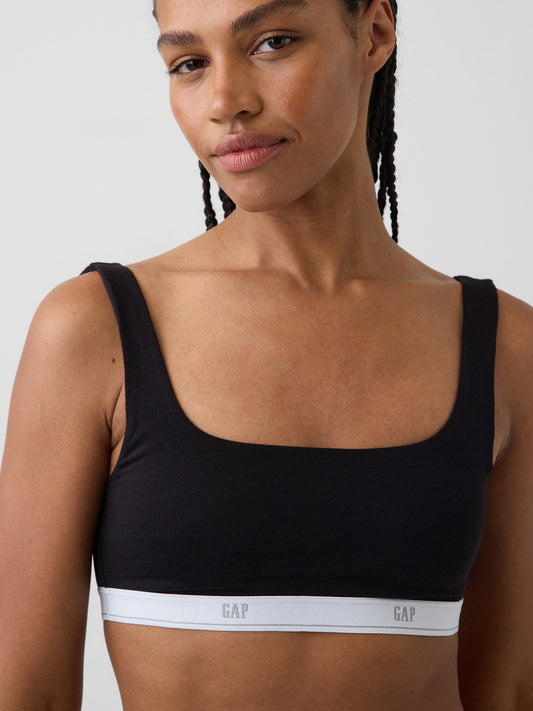 Siyah Softmade Organik Stretch Pamuk Gap Logo Bralet