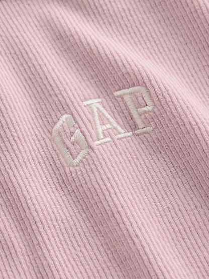 Açık Pembe Modern Fitilli Gap Logo T-shirt