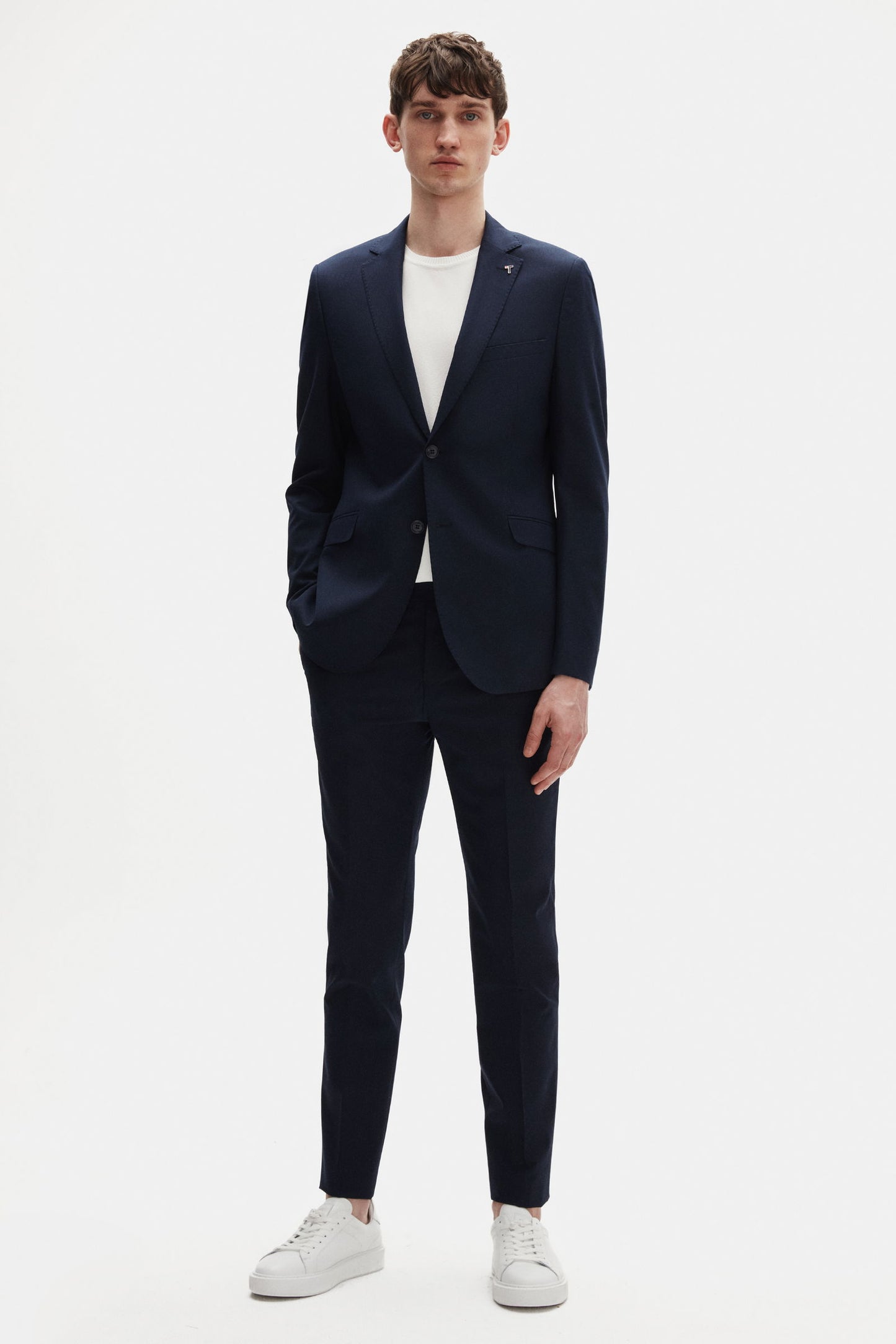 Tween Slim Fit Lacivert Düz Yünlü Bi Stretch Takim Elbise