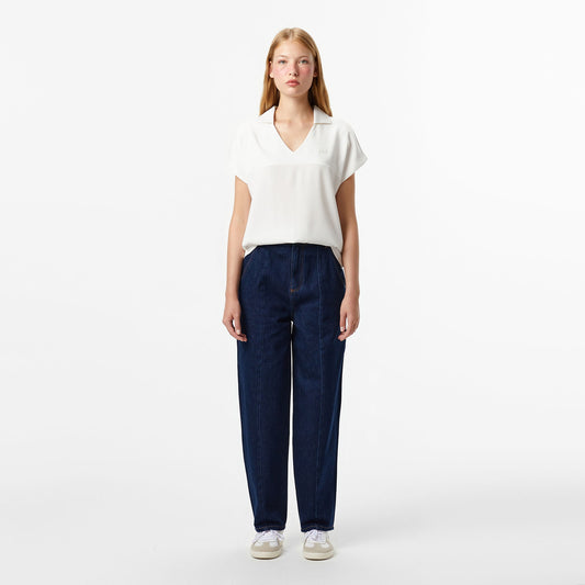 Lacoste Kadın Relaxed Fit Koyu Mavi Jean Pantolon