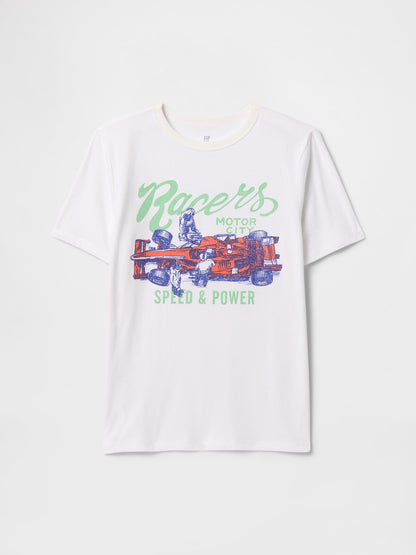 Kırık Beyaz Grafikli T-shirt