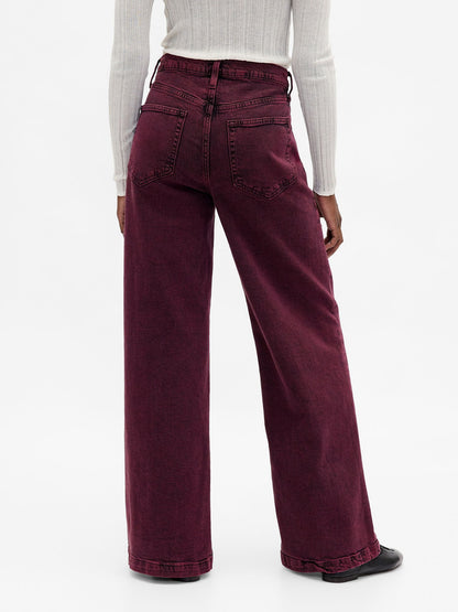 Koyu Pembe High Rise Stride Wide-leg Jean Pantolon