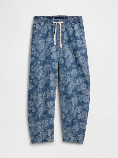 Mavi Mid Rise Baskılı Pull-on Barrel Jean Pantolon