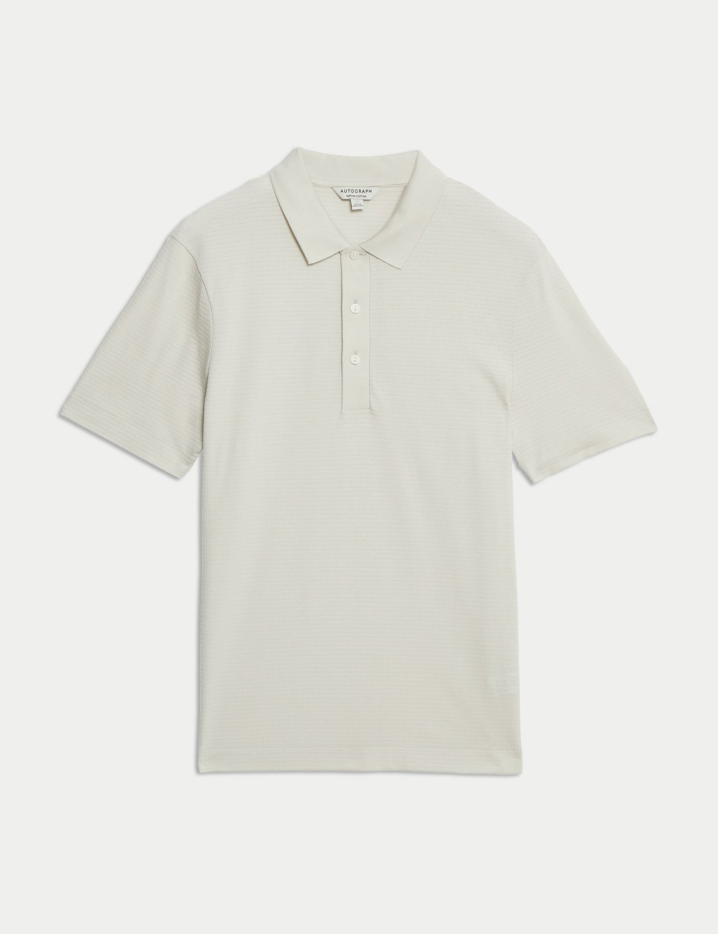 Saf Supima Pamuklu Doku Desenli Polo Gömlek