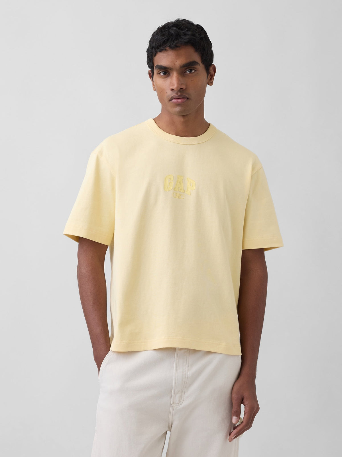 Sarı Heavyweight Relaxed 1969 Logo Crop T-shirt