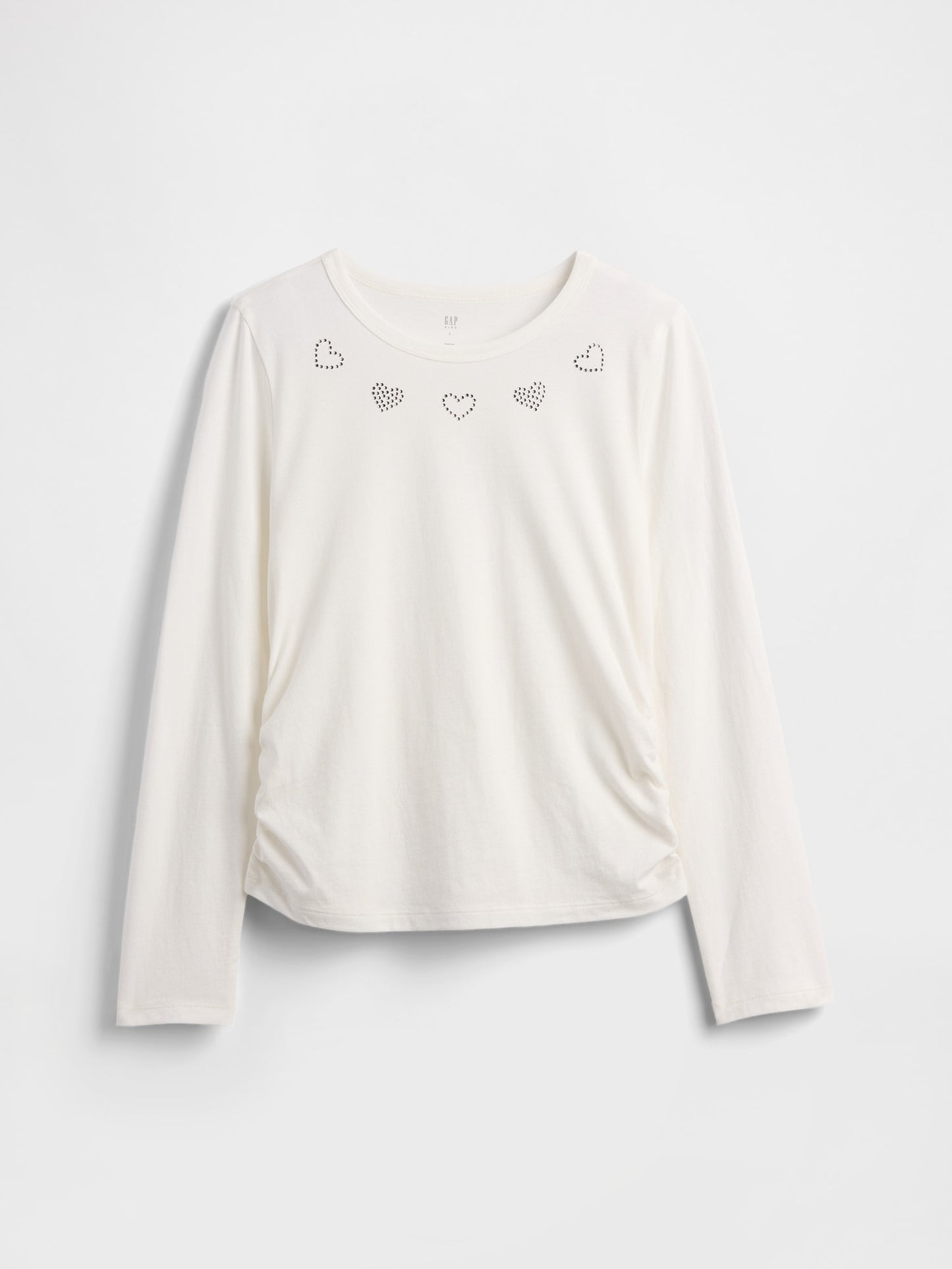 Beyaz Ruched Grafik Baskılı T-shirt