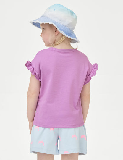 Saf Pamuklu Desenli Kısa Kollu T-shirt (2-8 Yaş)