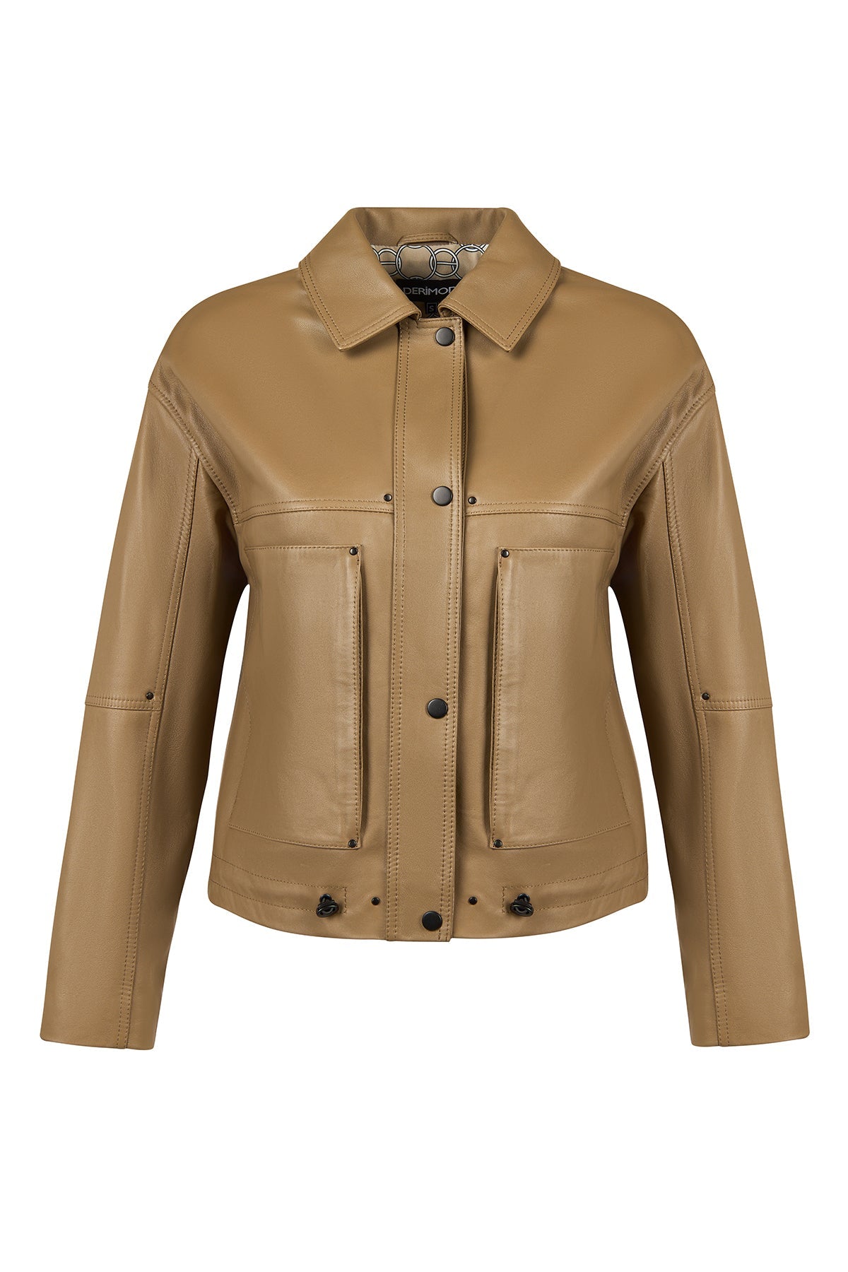 Madlen Kadın Kahverengi Oversize Deri Ceket