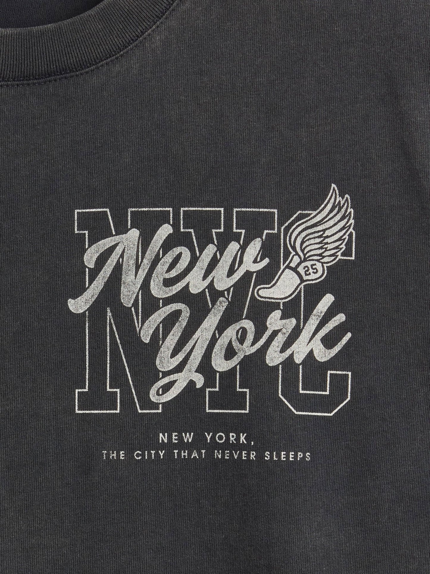 Koyu Gri Relaxed Nyc Grafik T-shirt