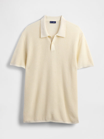Açık Kahverengi Dokulu Kroşe Polo T-shirt