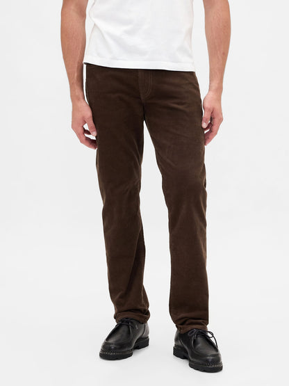 Kahverengi Corduroy Straight Pantolon