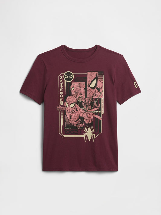 Bordo Marvel Spider-man Grafik Baskılı T-shirt