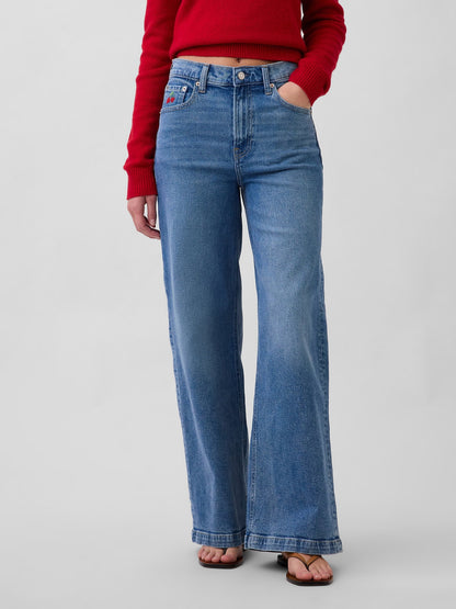 Mavi High Rise Stride Kalp Cepli Wide-leg Pantolon