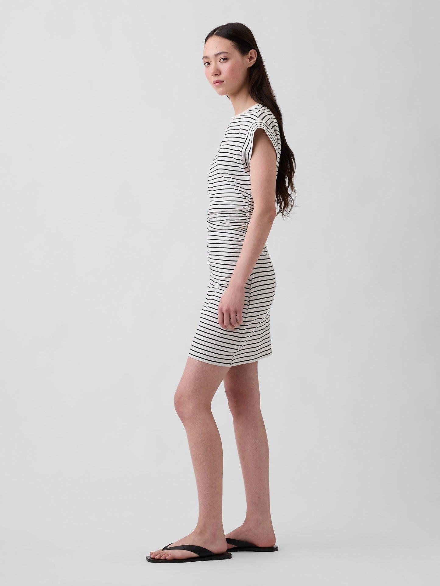 Beyaz Gap Mini Logo Ruched T-shirt Elbise