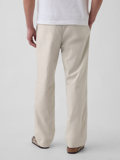 Siyah Keten Karışımlı Relaxed Taper Easy Pantolon