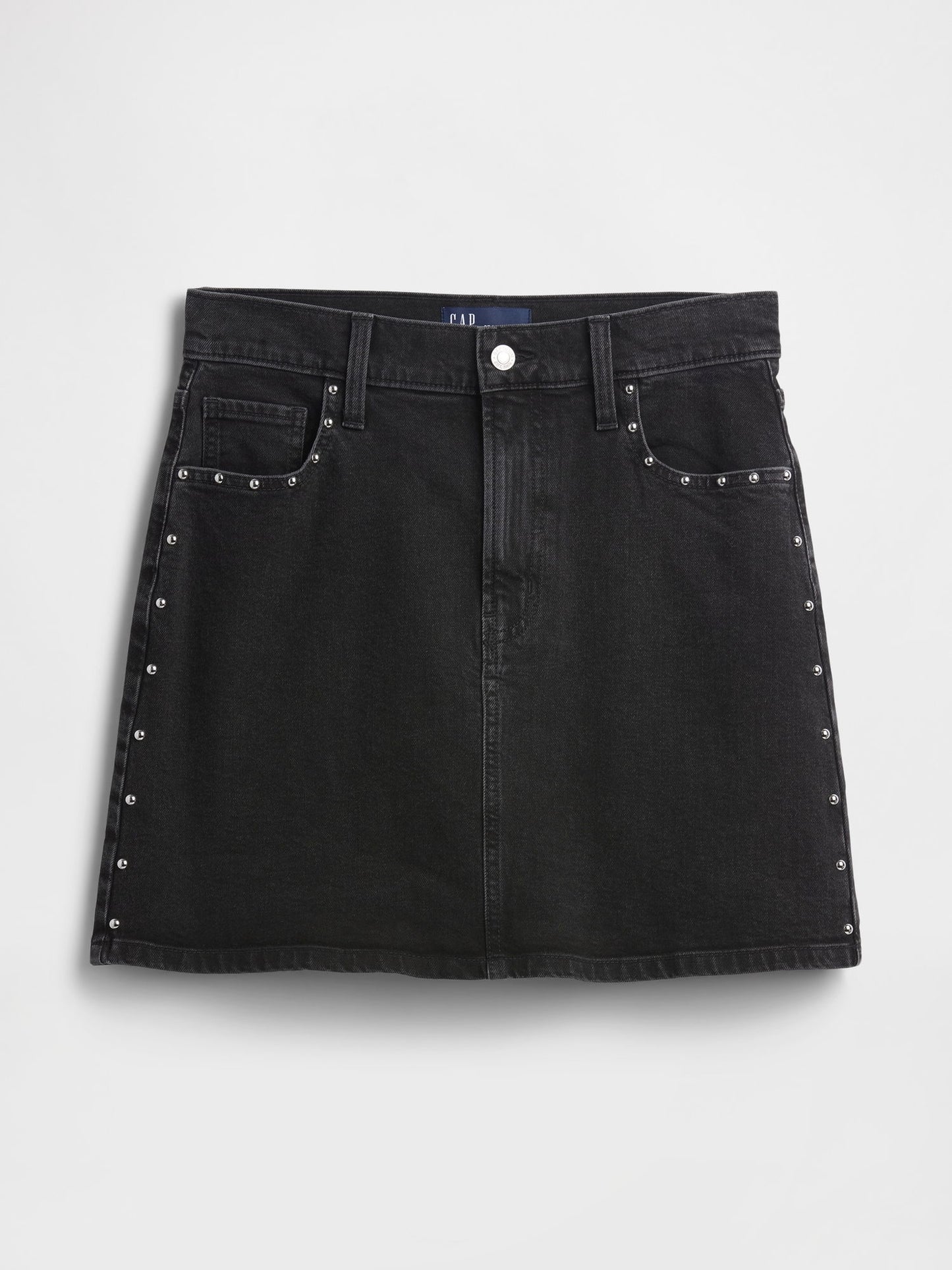 Siyah High Rise Denim Mini Etek