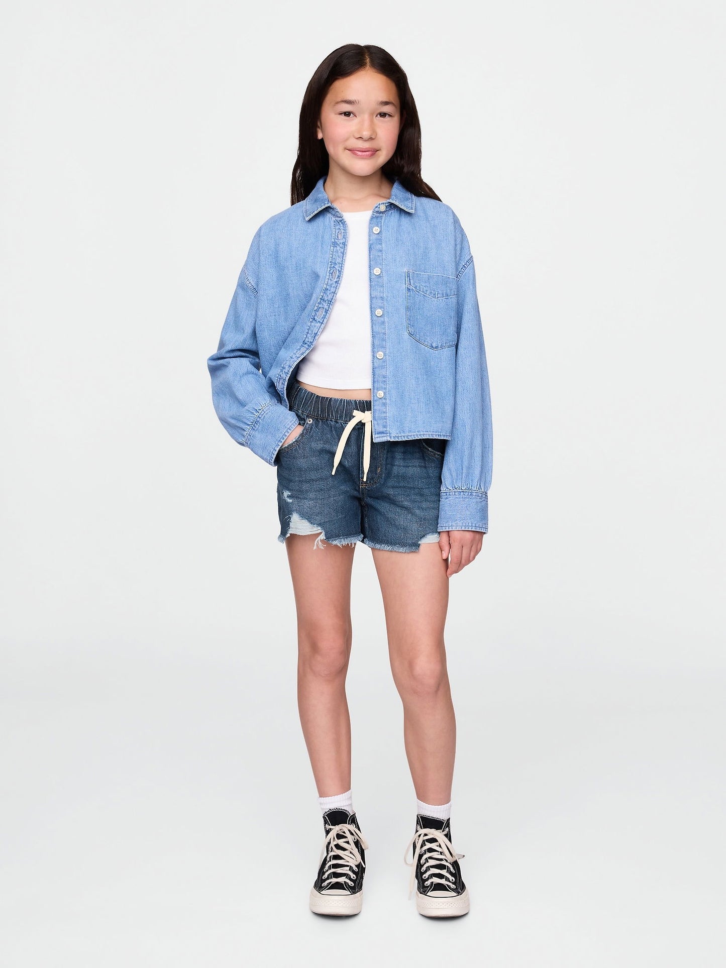 Lacivert Low Rise UltraSoft Stride Relaxed Denim Şort