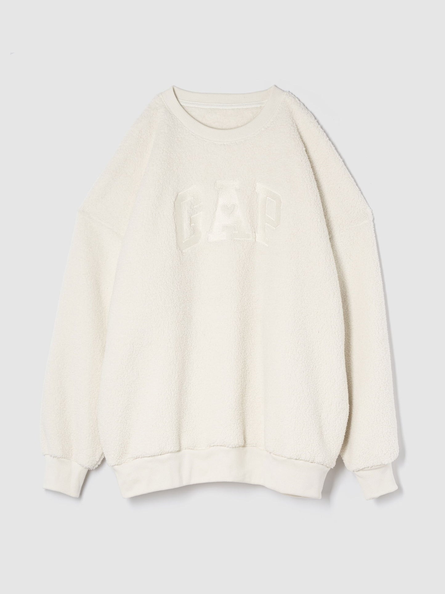 Kırık Beyaz Gap Logo Oversize Sherpa Kalpli Sweatshirt