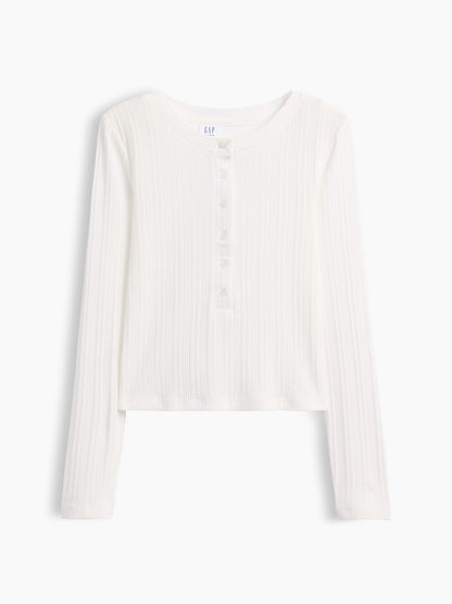 Beyaz Çizgili Fitilli Henley T-shirt