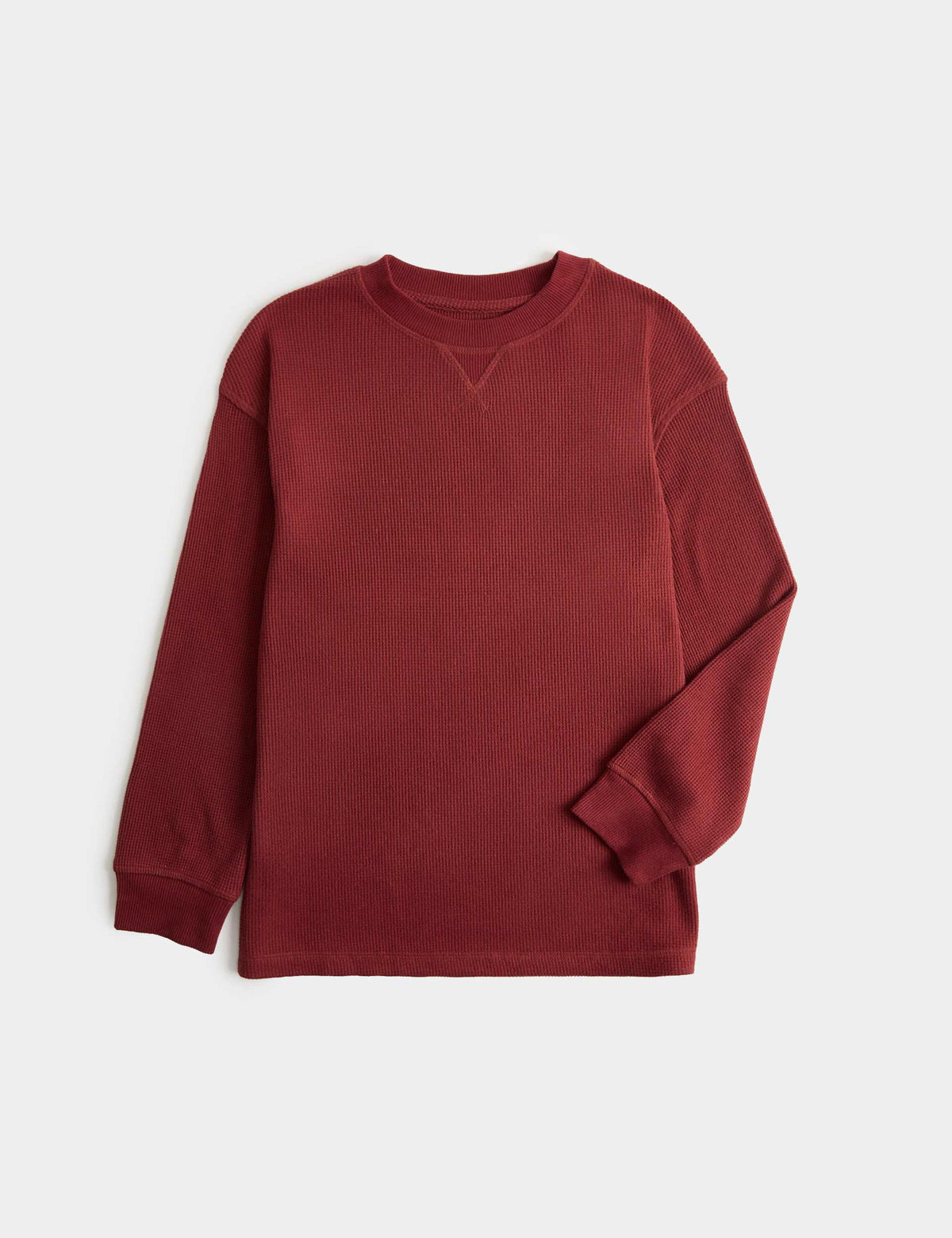 Waffle Dokulu Bisiklet Yaka Çocuk Pijama Üstü